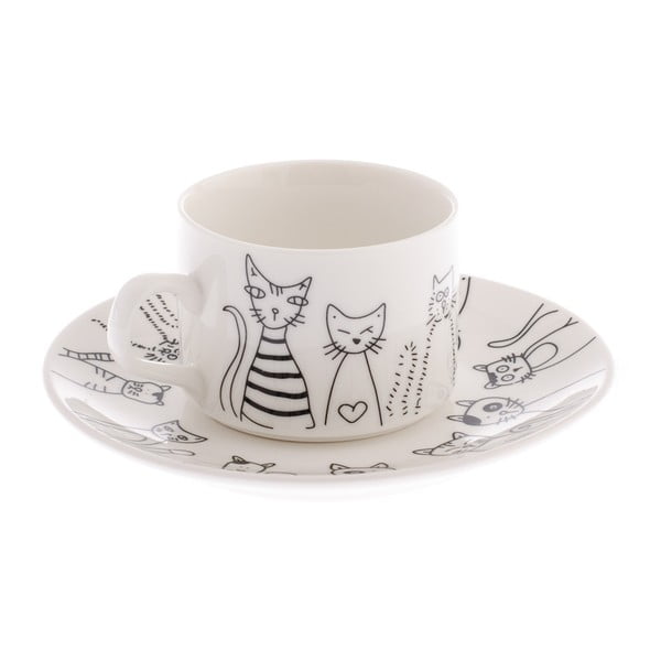 Keramikas krūze ar šķīvīti Dakls Cats, 150 ml