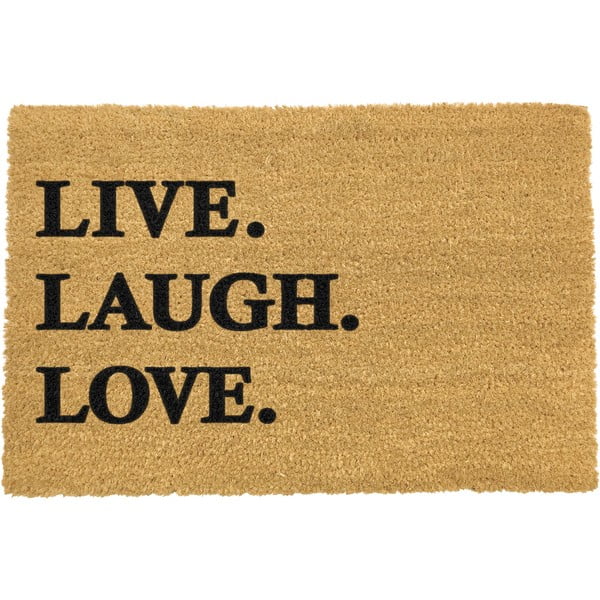 Dabīgās kokosšķiedras paklājs Artsy Doormats Live Laugh Love, 40 x 60 cm