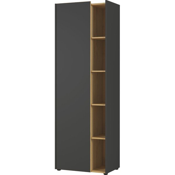 Tumši pelēks grāmatu plaukts ar ozolkoka imitāciju 62x188 cm Austin – Germania-image-2