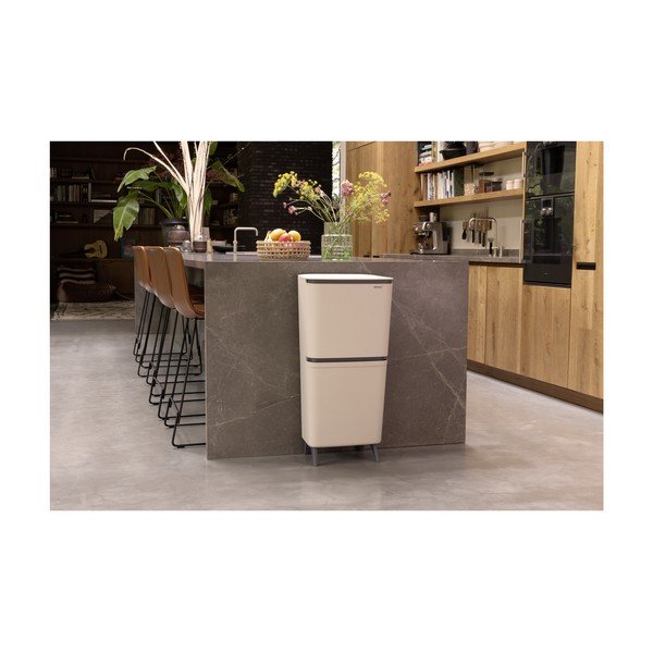 Gaiši pelēka atkritumu šķirošanas plastmasas atkritumu tvertne 20+25 l SortUp Recycle Hi – Brabantia-image-1