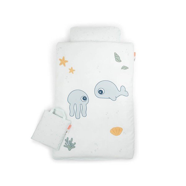 Balta kokvilnas gultas veļa Done by Deer Jelly & Wally, 100 x 140 cm