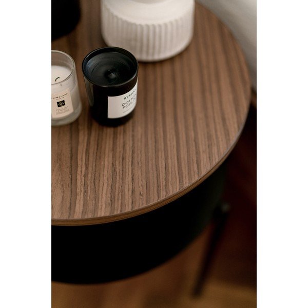 Melns/tumša dabīga toņa naktsskapītis ar valrieksta koka imitācijas galda virsmu Tu – noo.ma-image-3