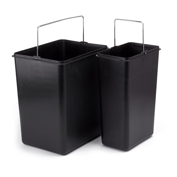 Matētas sudraba krāsas atkritumu šķirošanas tērauda atkritumu tvertne ar pedāli 18+8 l   Tri Selectif – MSV-image-2