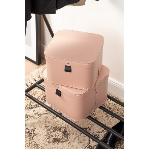 Rozā kartona uzglabāšanas kastes (2 gab.) ar vāku 28,5x28,5x19,5 cm Ludvig Paper Laminate – Bigso-image-3