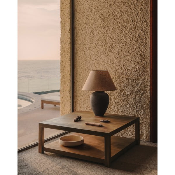 Dabīga toņa tīkkoka masīvkoka žurnālgaldiņš 90x90 cm Sashi – Kave Home-image-1