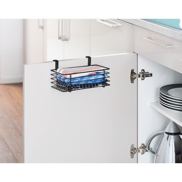 Melns piekaramais metāla grozs virtuves durvīm Wenko Slim, 24 x 15 cm-image-1