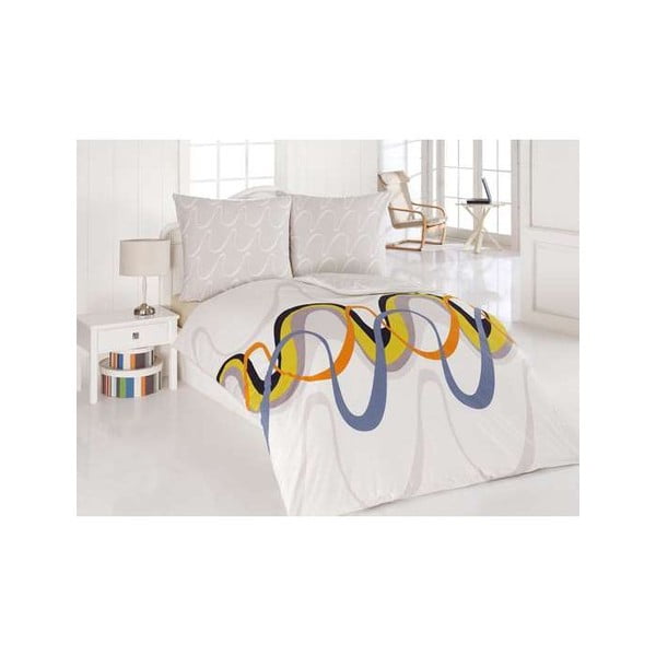 Gultas veļa ar spilvenu Valeri Oranj, vienvietīga gulta, 135x200 cm