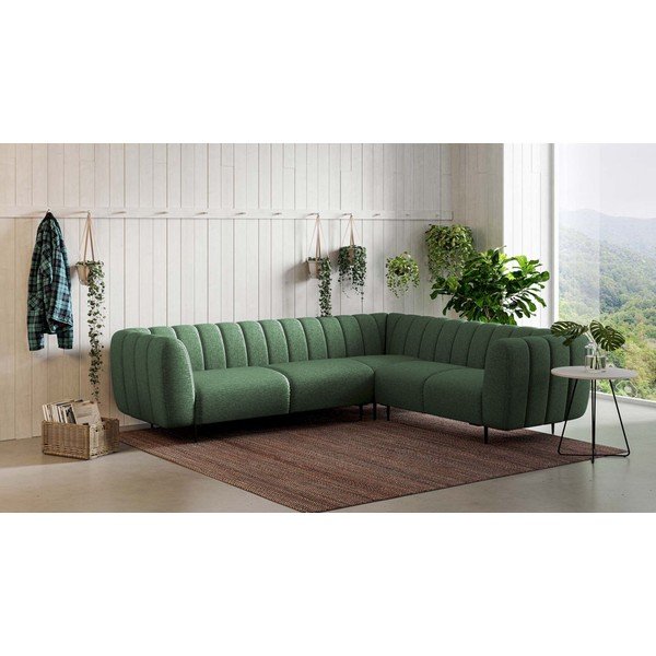 Tumši zaļš stūra dīvāns (ar labo stūri/L veida) Shel – Ghado-image-1