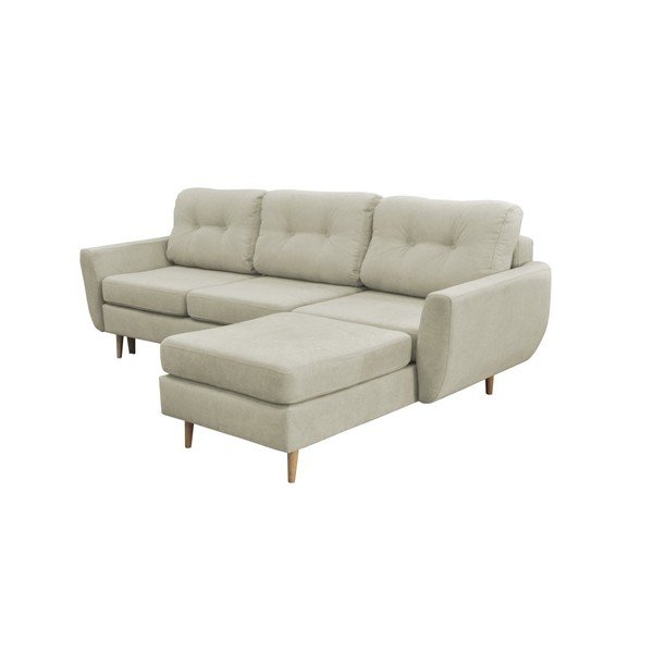 Krēmkrāsas trīsvietīgs izlaižams stūra dīvāns ar gaišām kājām Mazzini Sofas Tulipe, labais stūris-image-4