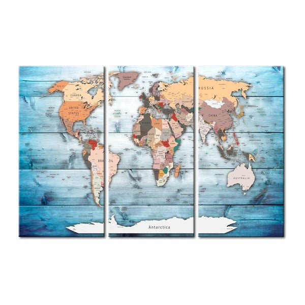 Daudzdaļīga pasaules kartes tāfele Bimago Sapphire Travels, 120 x 80 cm