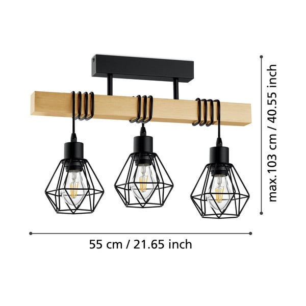 Melna/dabīga toņa piekaramā lampa TOWNSHEND 5 – EGLO-image-2
