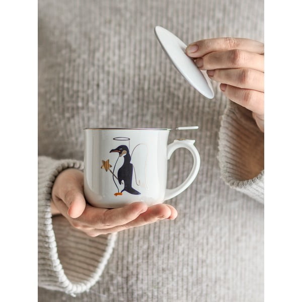 Krēmkrāsas māla krūze ar sietiņu un Ziemassvētku motīvu 300 ml Valentin – Bloomingville-image-1