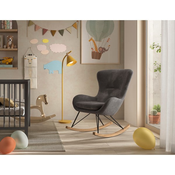 Pelēks šūpojošs bērnu atpūtas krēsls no buklē auduma ROCKY – Vipack-image-1