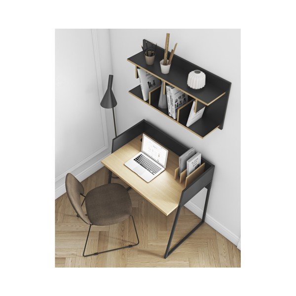 Melna sienas plauktu sistēma TemaHome Bern, 230 x 90 cm-image-3