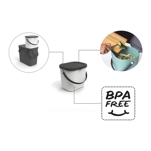 Balts kompostējamo atkritumu konteiners 6 L Albula – Rotho-image-4