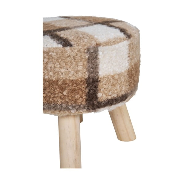 Balts/brūns kāju soliņš no buklē auduma Aberdeen – House Nordic-image-2