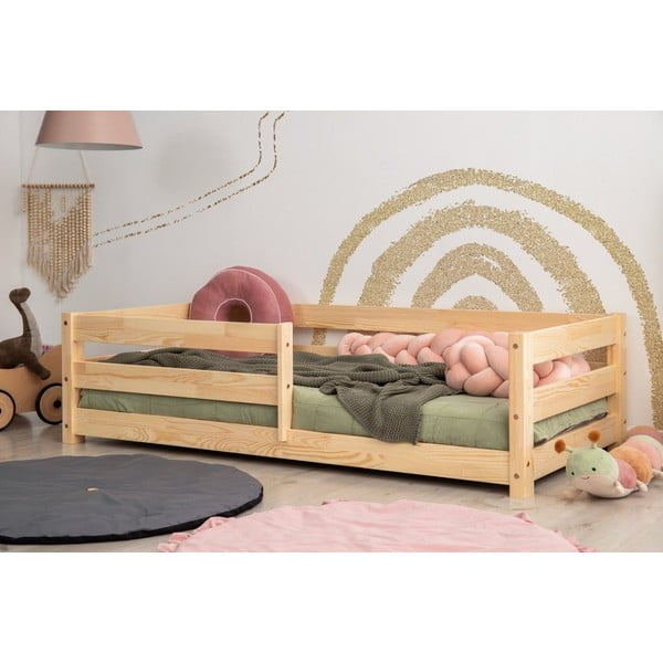 Dabīga toņa priedes masīvkoka bērnu gulta 90x200 cm Mila CPD – Adeko-image-1