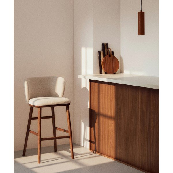 Bēšs polsterēts bāra krēsls (sēdekļa augstums 75 cm) Ciselia – Kave Home-image-1