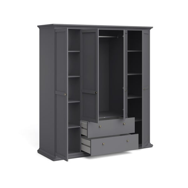 Pelēks drēbju skapis 181x201 cm Paris – Tvilum-image-4