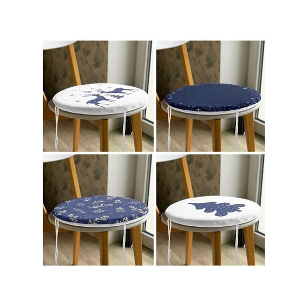 Sēdekļa spilveni ar Ziemassvētku motīvu (4 gab.) ø 40 cm Blue Christmas – Mila Home-image-3
