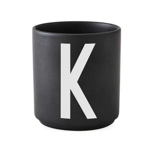 Melna porcelāna krūze Design Letters Alphabet K, 250 ml
