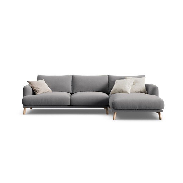 Pelēks samta stūra dīvāns (ar labo stūri/ar zvilni) Naomi – Micadoni 