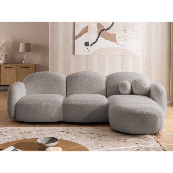 Pelēks stūra dīvāns no buklē auduma (ar labo stūri/ar zvilni) Orbit – Ropez-image-1