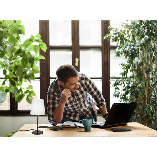 Melnbalta galda lampa ar auduma abažūru (augstums 30 cm) Eve – Fischer & Honsel-image-1