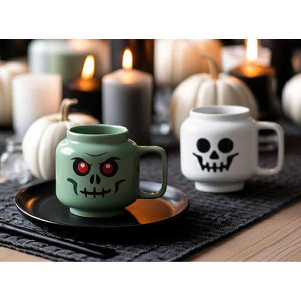 Zaļa keramikas bērnu krūze latte kafijai 255 ml Skeleton – LEGO®-image-3