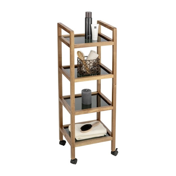 Melns/dabīga toņa akācijas masīvkoka vannas istabas plaukts 35x101,5 cm Fondi – Wenko-image-2