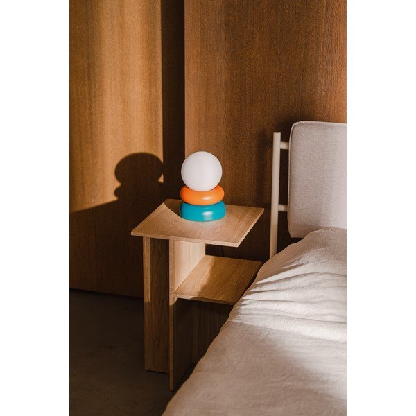 Zaļganzila/oranža masīvkoka galda lampa ar stikla abažūru (augstums 24 cm) Otem – noo.ma-image-1