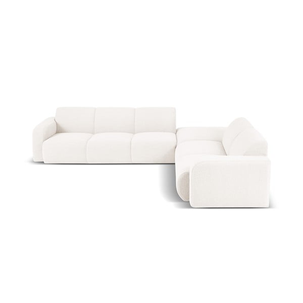 Balts stūra dīvāns no buklē auduma (ar labo stūri) Molino – Micadoni Home