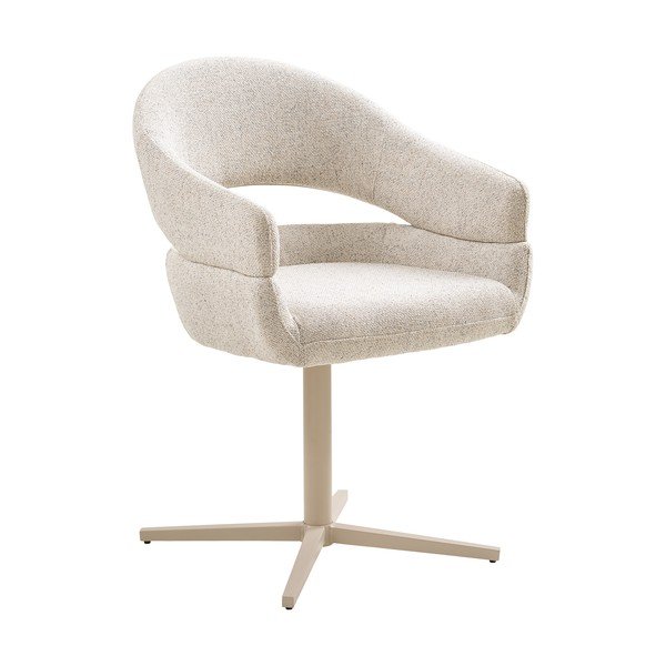 Krēmkrāsas polsterēti ēdamistabas krēsli ar roku balstiem (2 gab.) Dover – House Nordic