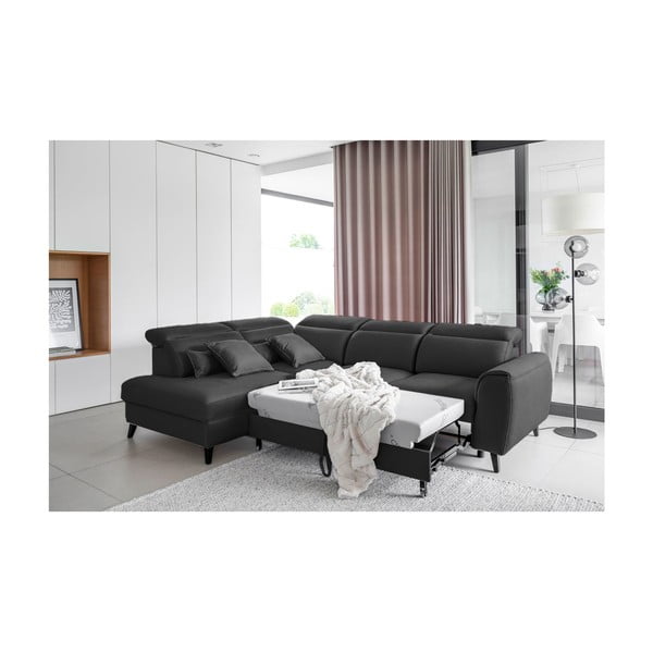 Tumši pelēks samta salokāms/ar uzglabāšanas vietu stūra dīvāns (ar kreiso stūri/L veida) Noble – ELTAP-image-4