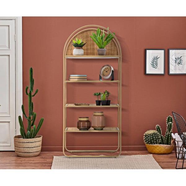 Metāla grāmatu plaukts dabīgā tonī 80x180 cm Panama – Mauro Ferretti-image-1