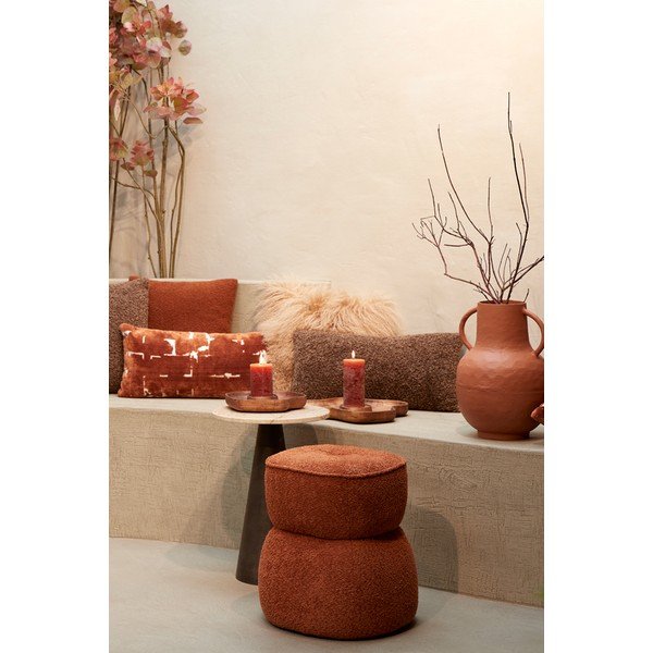 Oranžs pufs no buklē auduma Leyla – Light & Living-image-1