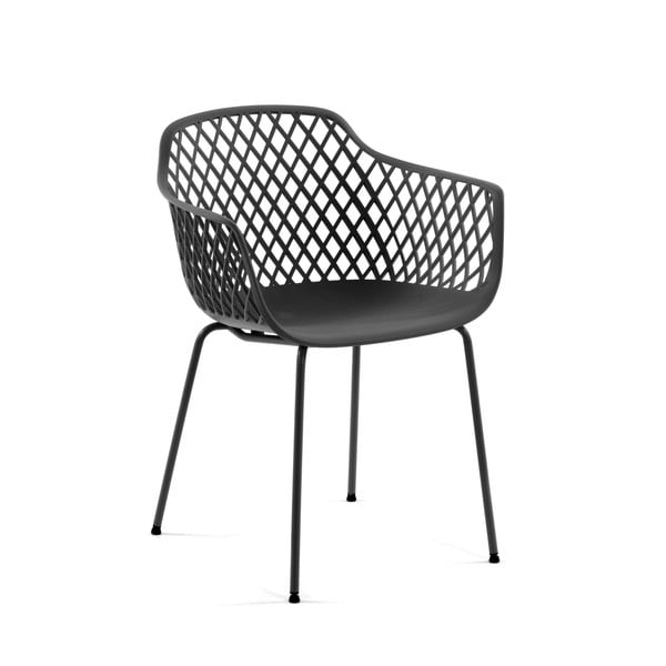 Tumši pelēks metāla dārza krēsls Quinn – Kave Home