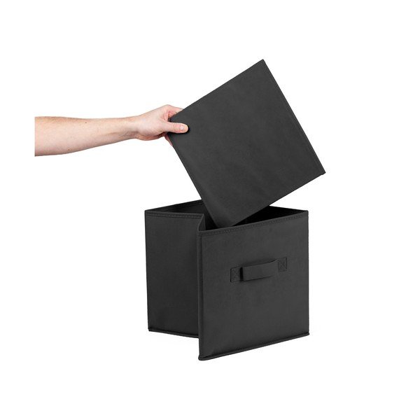 Melna tekstila uzglabāšanas kaste 31x31x31 cm – Compactor-image-1