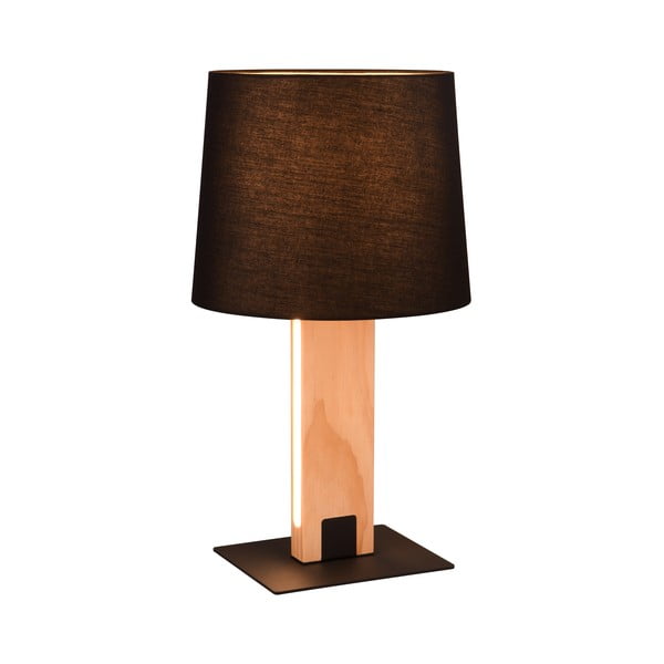Melna/dabīga toņa LED galda lampa ar auduma abažūru (augstums 50 cm) Rahul – Trio