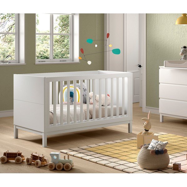 Balta priedes masīvkoka bērnu gultiņa 70x140 cm Eva – Vipack-image-1