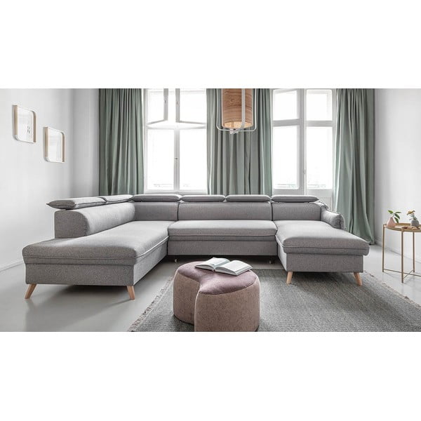 Gaiši pelēks salokāms stūra dīvāns (ar kreiso stūri) Sweet Harmony – Miuform-image-3