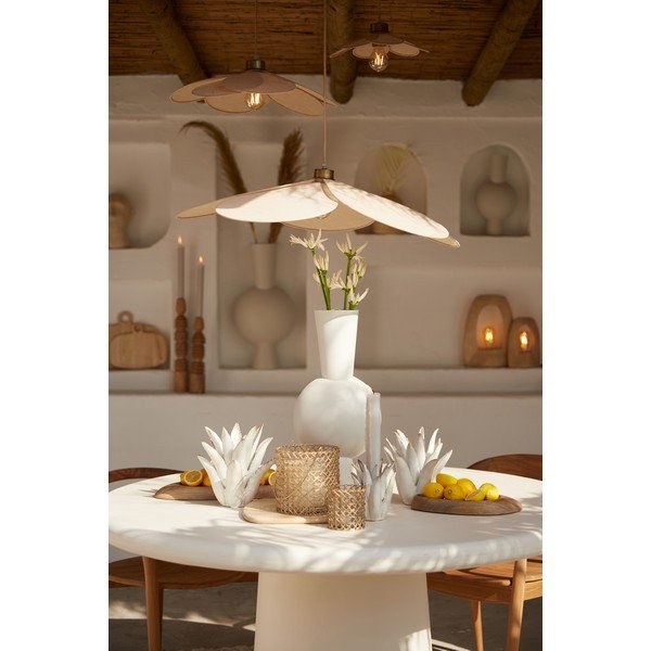 Krēmkrāsas piekaramā lampa ar auduma abažūru Fyano – Light & Living-image-1