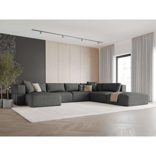 Tumši pelēks stūra dīvāns (ar labo stūri/U veida) Esther – Milo Casa-image-1