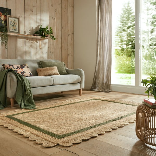Tumši zaļš/dabīga toņa ar rokām darināts džutas paklājs 120x170 cm Grace Green – Flair Rugs-image-1