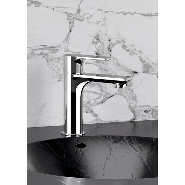 Spīdīgas sudraba krāsas stāvošs jaucējkrāns izlietnei Pax – Sapho-image-1