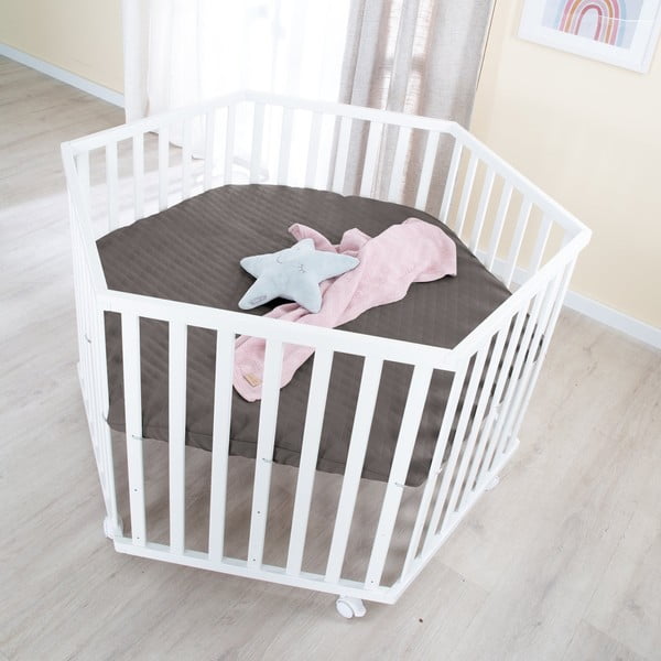 Balta bērnu sētiņa ar regulējamu augstumu/ar riteņiem – Roba-image-1