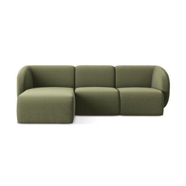 Zaļš samta stūra dīvāns (ar kreiso stūri/ar zvilni) Lani – Makamii