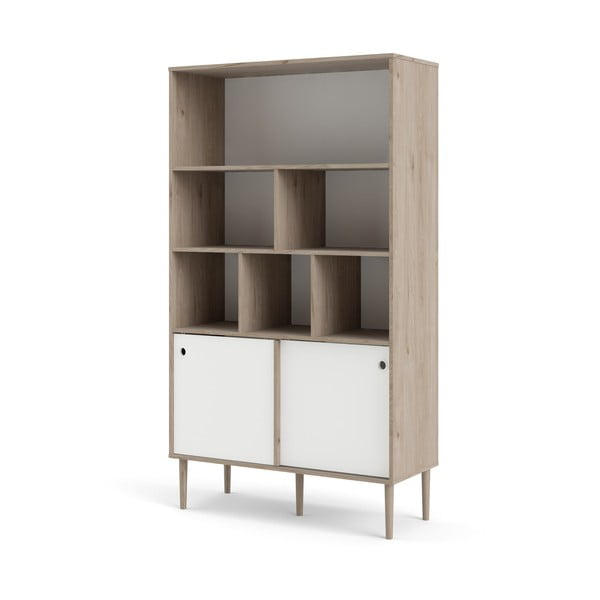 Balts grāmatplaukts ar ozolkoka imitācijas rāmi Tvilum Rome, 99 x 176 cm-image-2