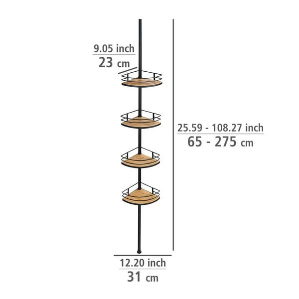 Matēti melns/dabīga toņa stūra bambusa izvelkams vannas istabas plaukts Dolcedo – Wenko-image-4