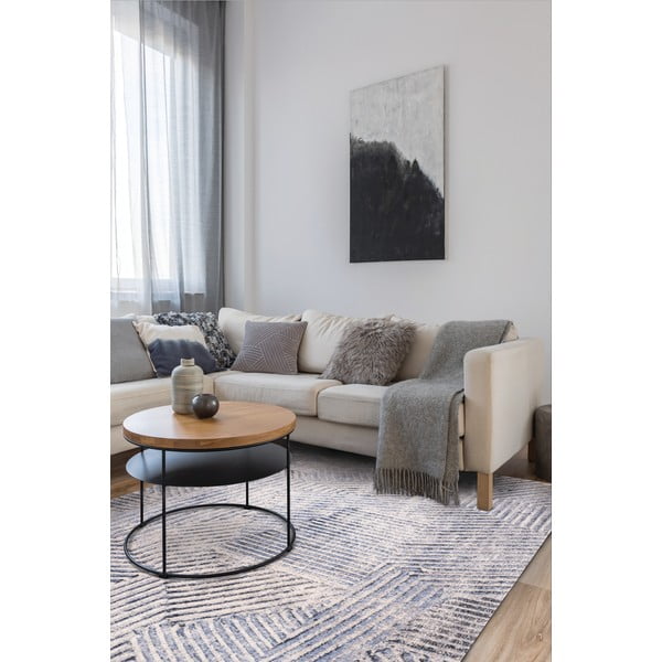 Gaiši zils vilnas paklājs 160x240 cm Strokes – Agnella-image-1